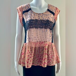 Maeve Anthropologie Peplum Abstract Top XS Extra Small This Maeve Anthropologie